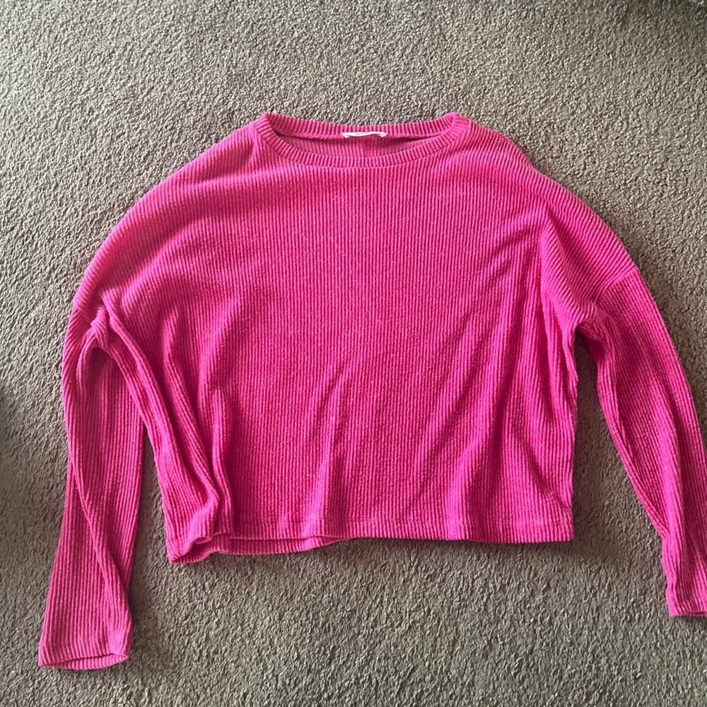 Vibrant Pink Ribbed Sweater